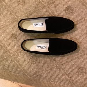 Pancaldi Italy loafers. Suede/Black velvet. Super clean. 8 1/2 AA